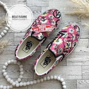New W/ Box Vans Crew Classic Pink Floral Slip On Shoes